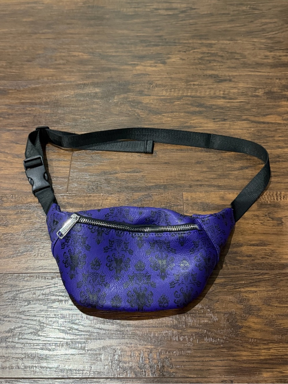 Loungefly Disney Parks Haunted Mansion Print Purple & Black Belt Bag